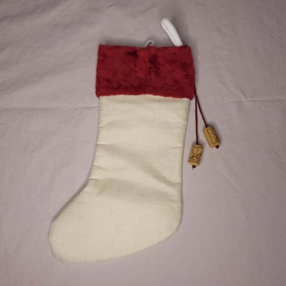 Holiday Time Christmas Stocking 20 In  Funny Wine Theme Red Plush Cuff - Picture 3 of 4